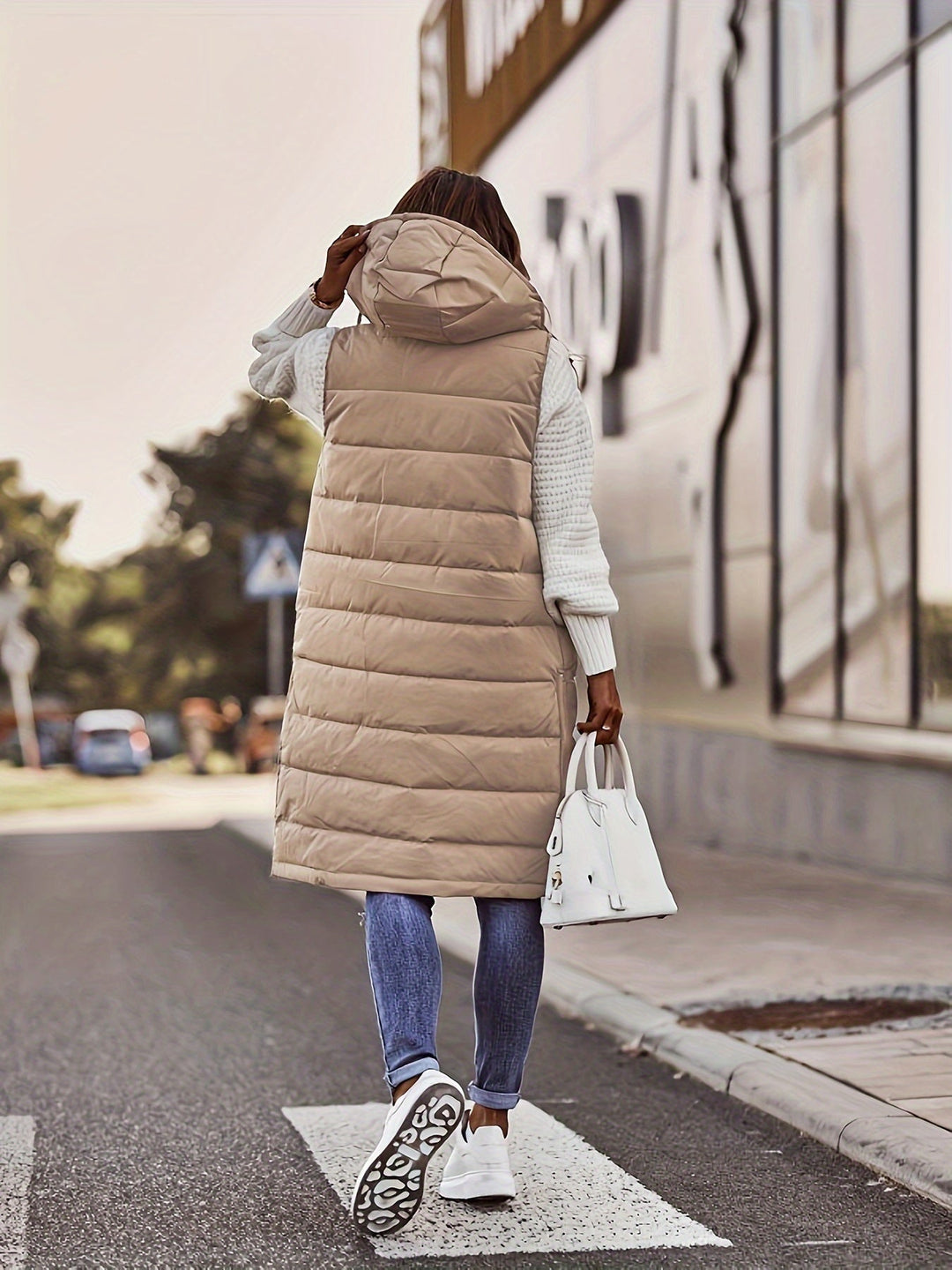 Manteau long sans manches pour femmes