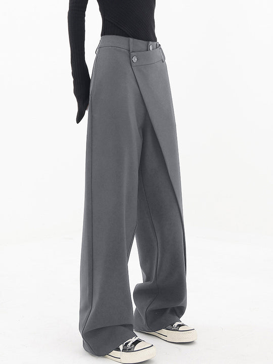 Pantalon Large à Boutons Asymétriques