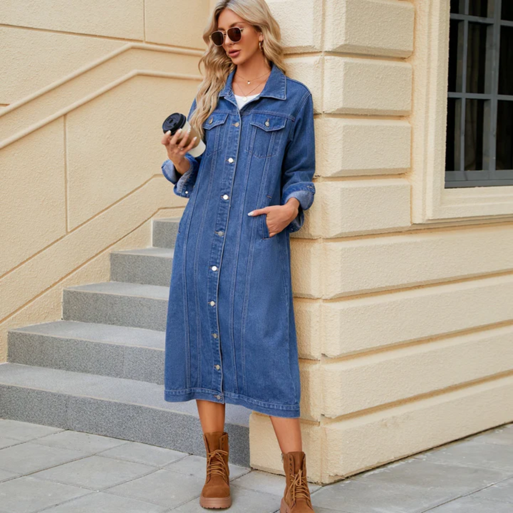 Victoria - Manteau Long en Denim