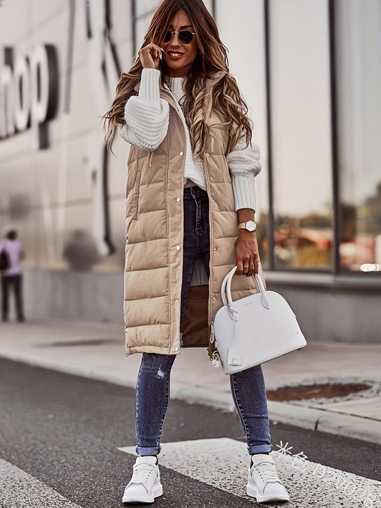 Manteau long sans manches pour femmes