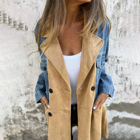 Léonie Manteau en Denim et Suède