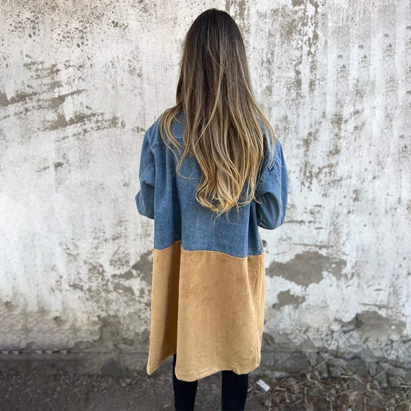 Léonie Manteau en Denim et Suède